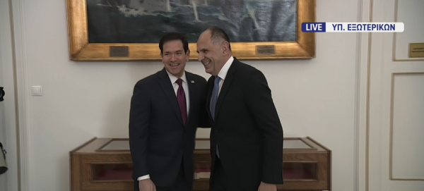 Συνάντηση Γιώργου Γεραπετρίτη με τον Αμερικανό γερουσιαστή Μαρκ Ρούμπιο στην Αθήνα